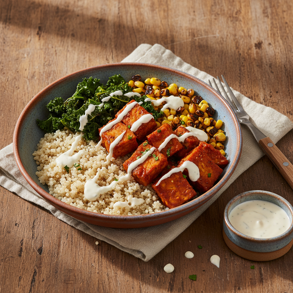 Buffalo Tempeh Quinoa Bowl