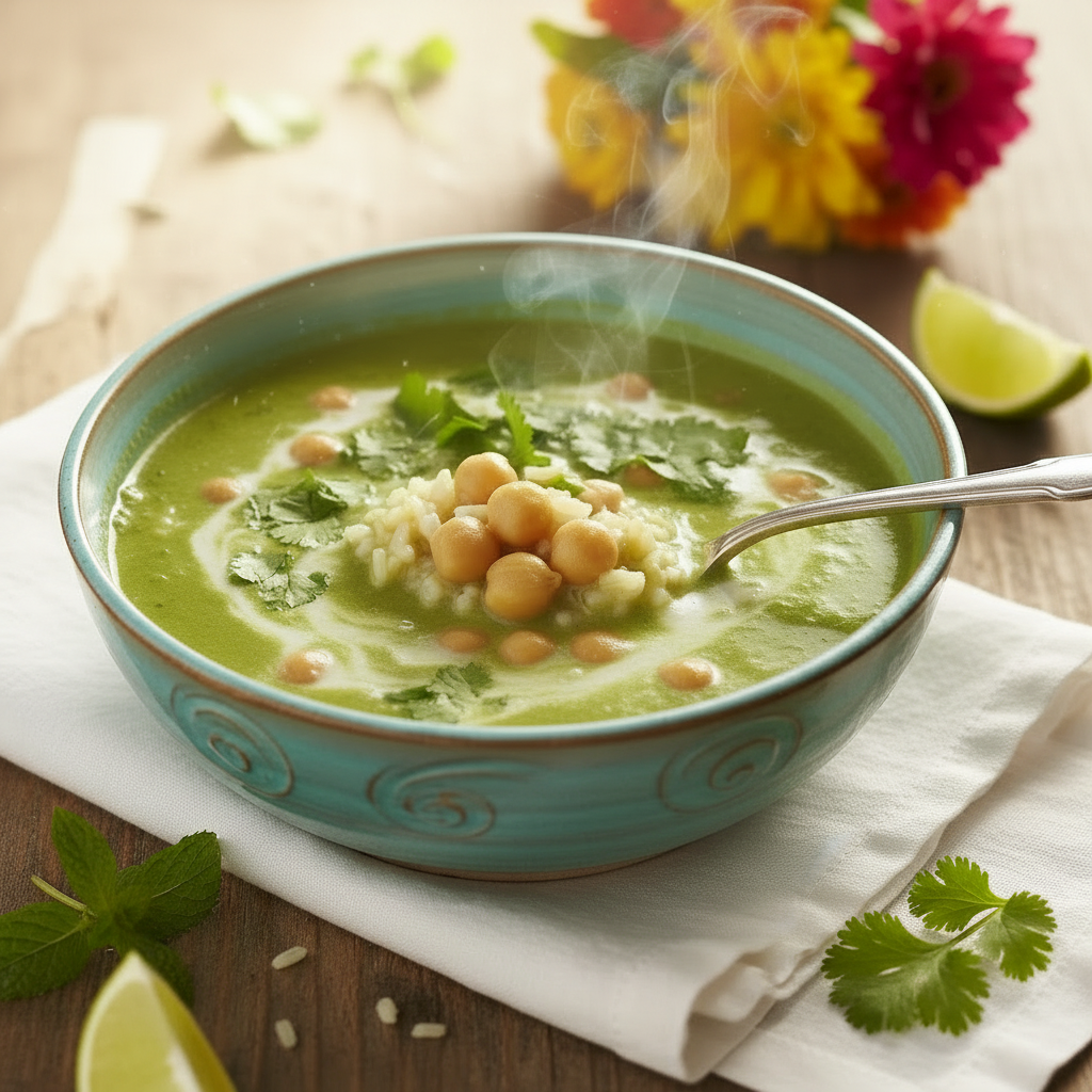 Coconut Lime Chickpea and Rice  Soup