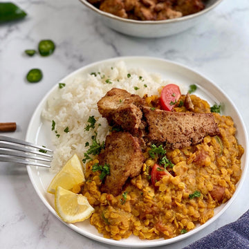 Indian Spiced Dal with Tofu Chicken