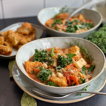 Ribollita: A healthy Italian inspired soup packed with seasonal vegetables, protein rich beans, nutritious greens simmered in rich herb-tomato broth, served with warm bread croutons is the ultimate bowl of comfort food.
